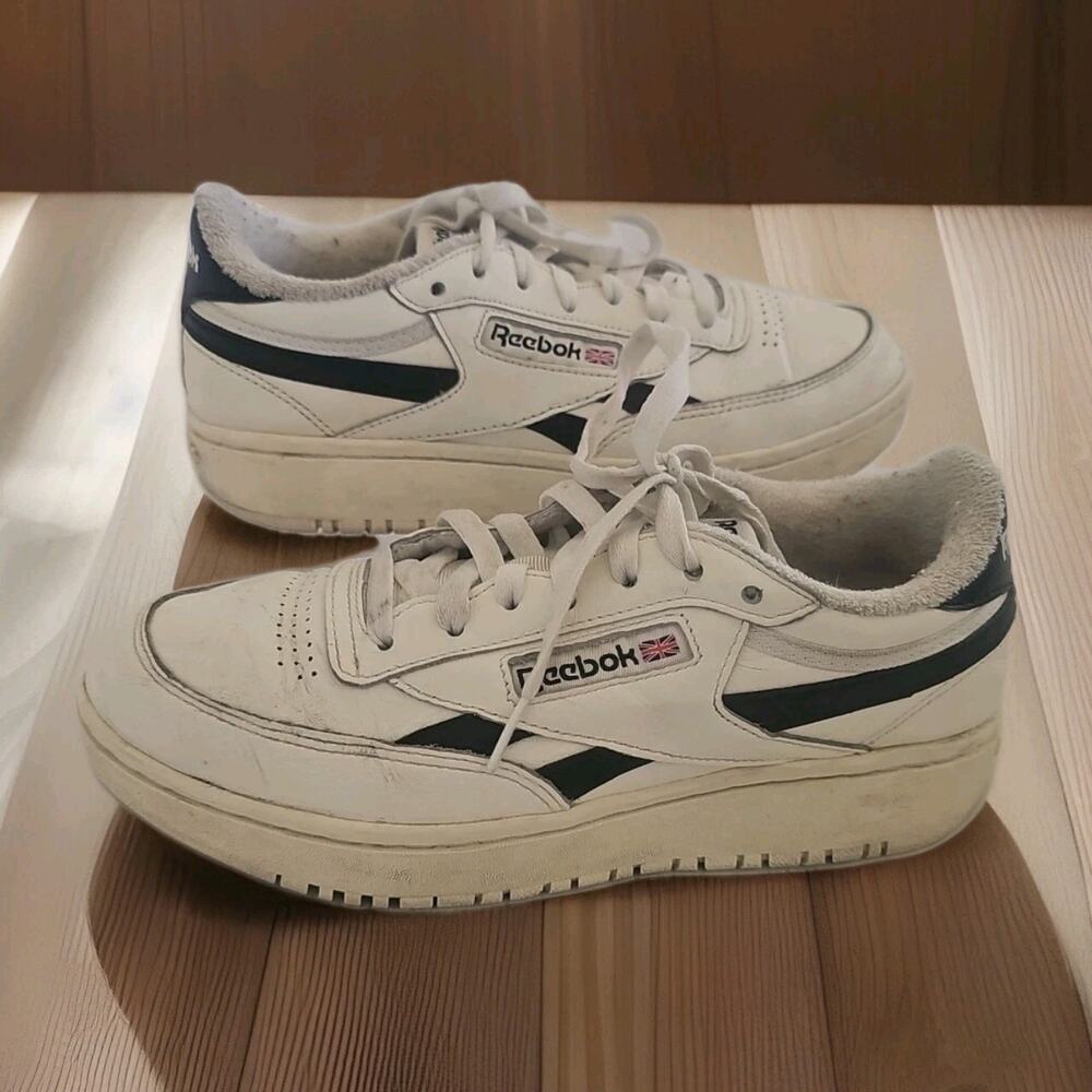 WOMEN'S REEBOK CLUB C DOUBLE 'CHALK BLACK' H04190 SIZE 9